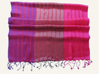 Tricolor Thick Striped Vegan Silk Shawl
