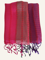 Tricolor Thick Striped Vegan Silk Shawl