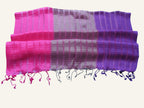 Tricolor Thick Striped Vegan Silk Shawl