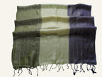 Tricolor Thick Striped Vegan Silk Shawl