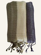 Tricolor Thick Striped Vegan Silk Shawl