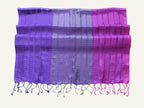Tricolor Thick Striped Vegan Silk Shawl