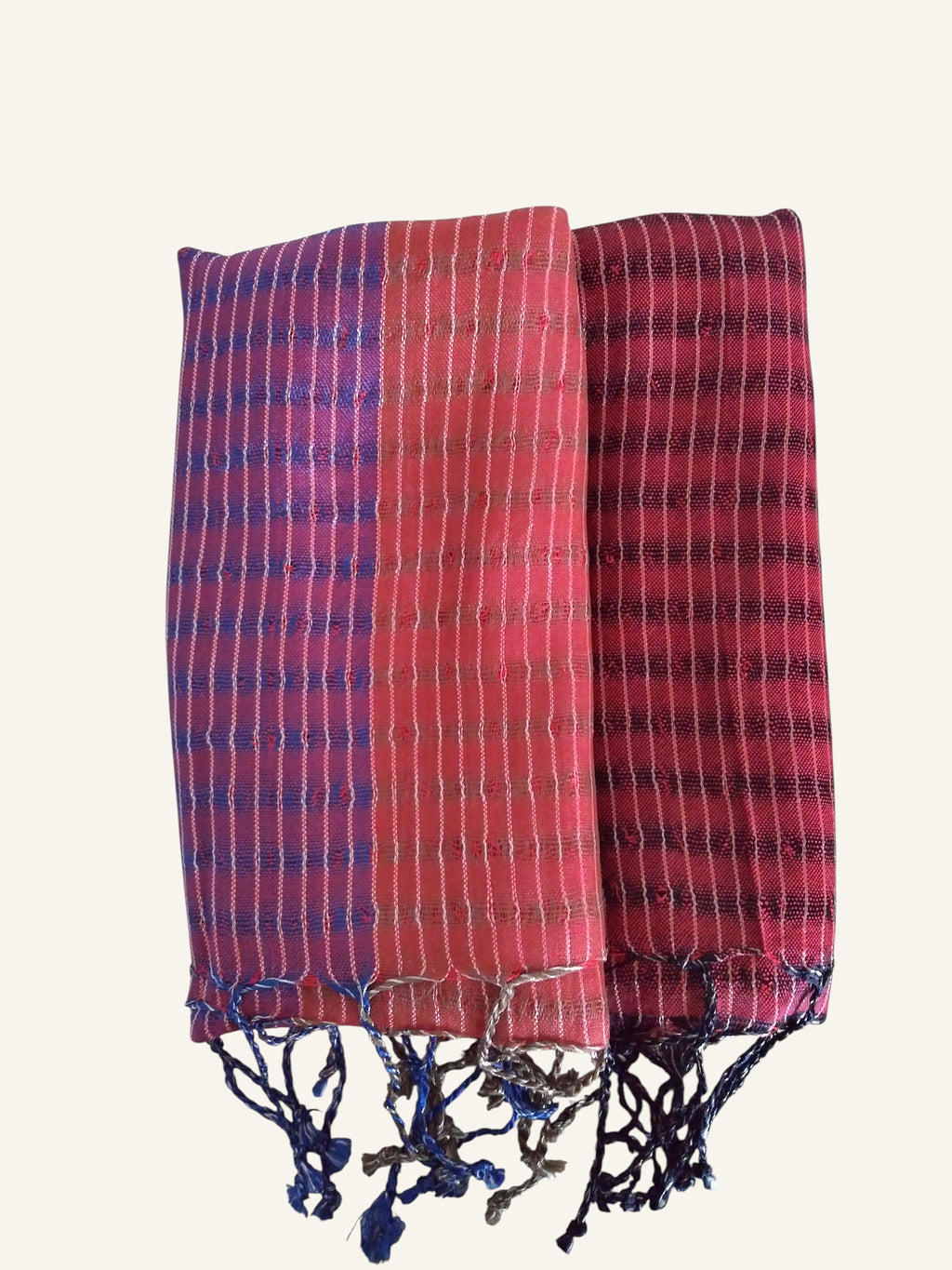 Tricolor Thin Striped Vegan Silk Shawl