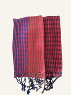 Tricolor Thin Striped Vegan Silk Shawl