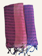 Tricolor Thin Striped Vegan Silk Shawl