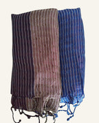 Tricolor Thin Striped Vegan Silk Shawl
