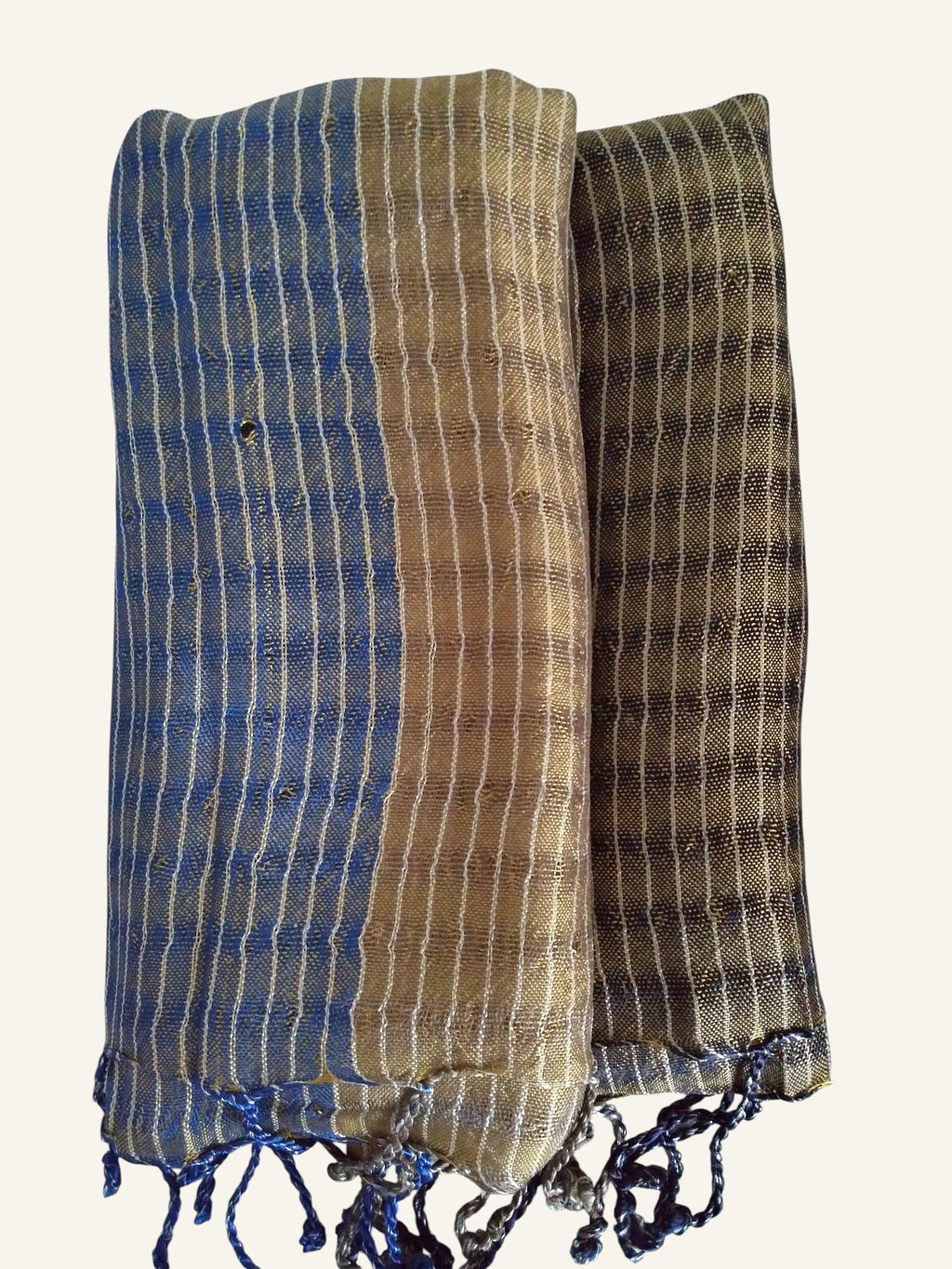 Tricolor Thin Striped Vegan Silk Shawl