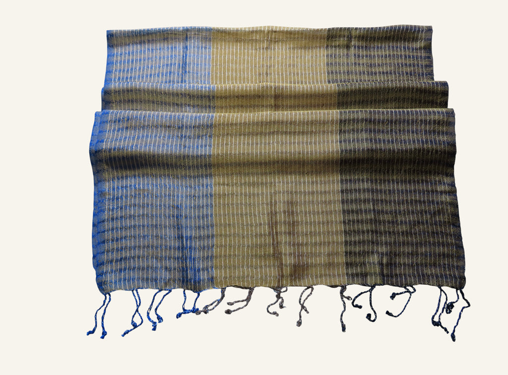 Tricolor Thin Striped Vegan Silk Shawl