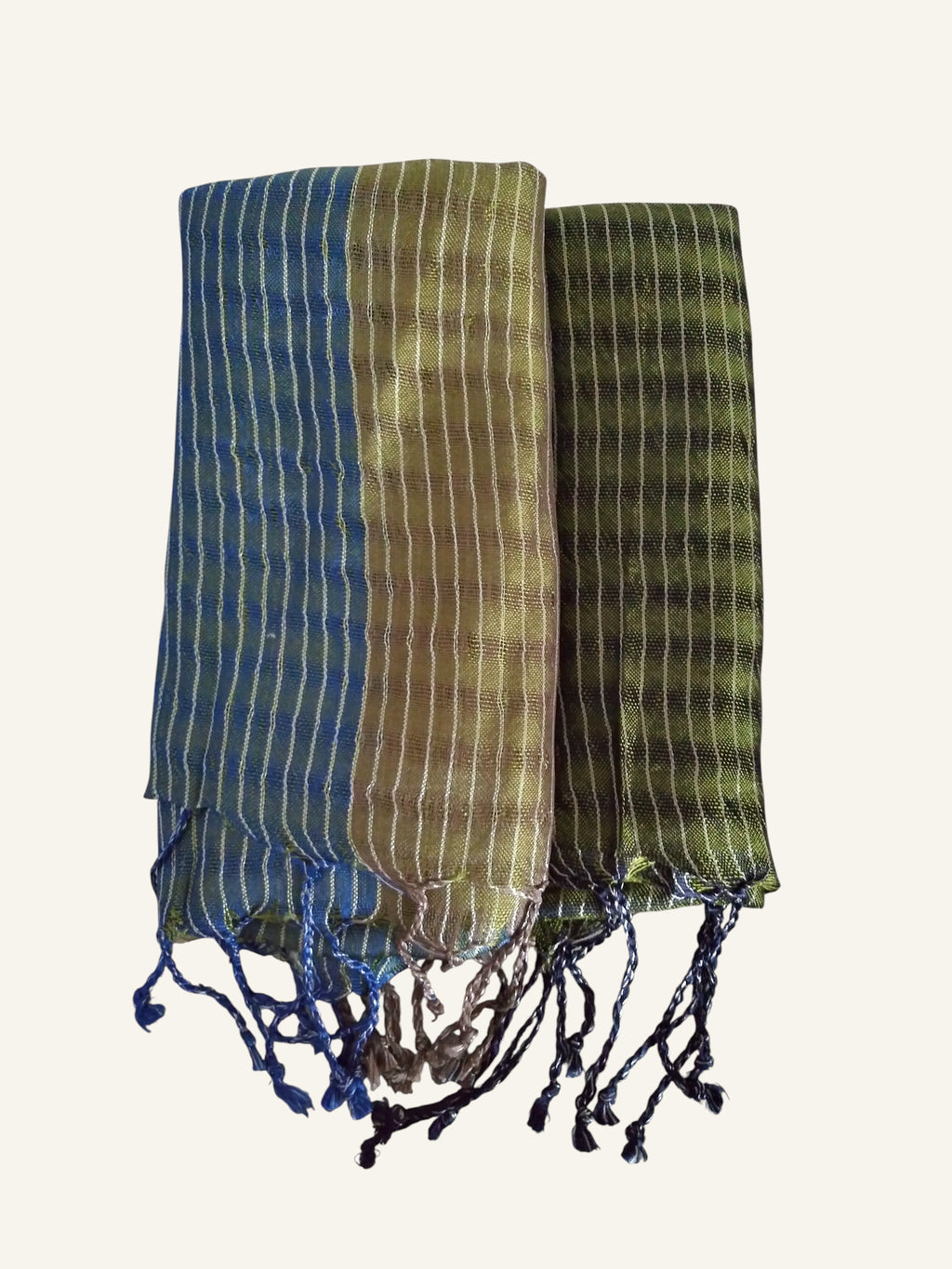 Tricolor Thin Striped Vegan Silk Shawl