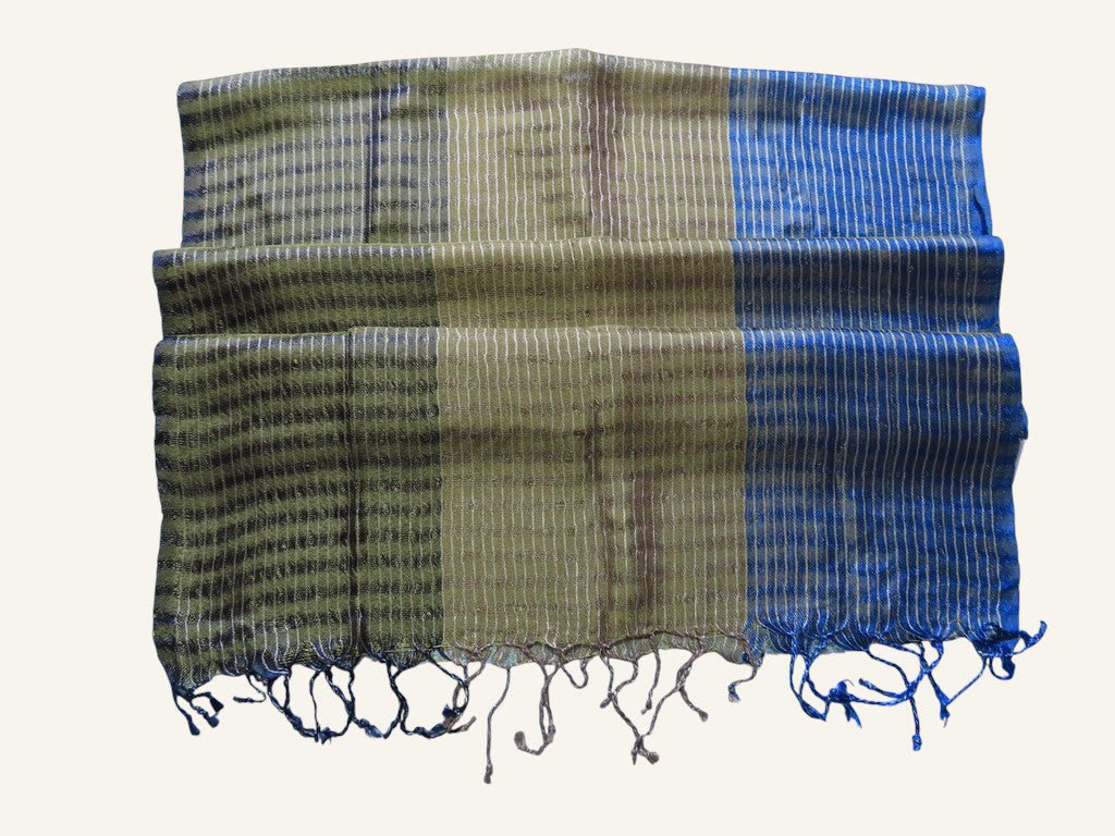 Tricolor Thin Striped Vegan Silk Shawl