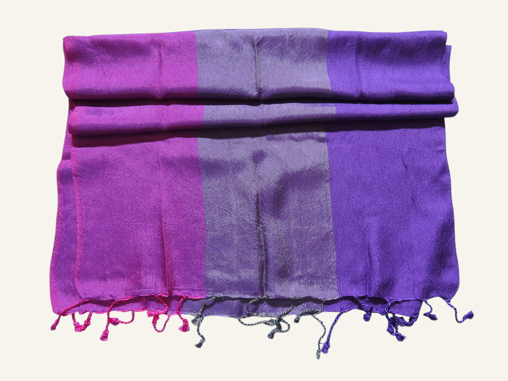 Tricolor Vegan Silk Shawl